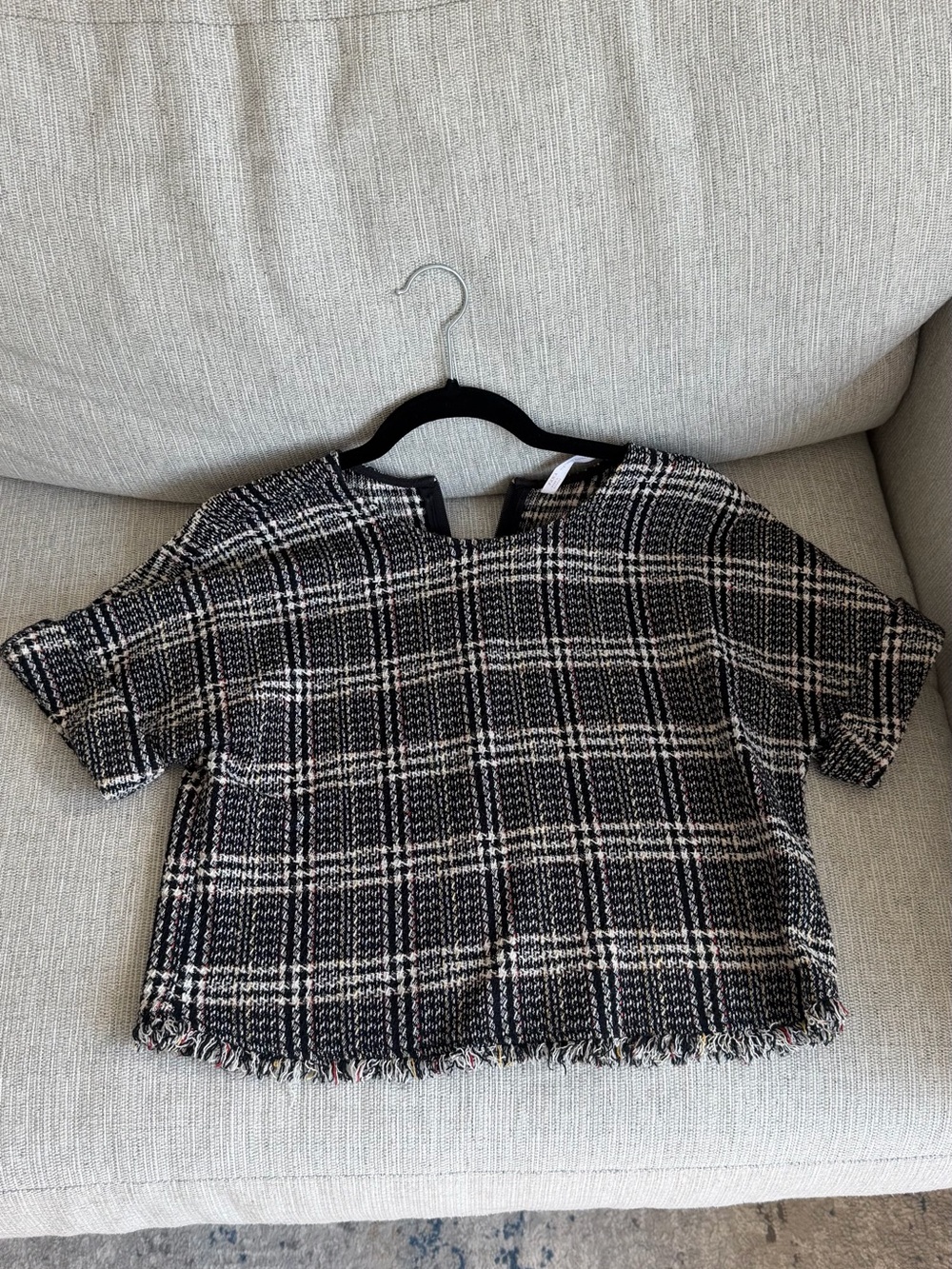 Zara Tweed Plaid Top